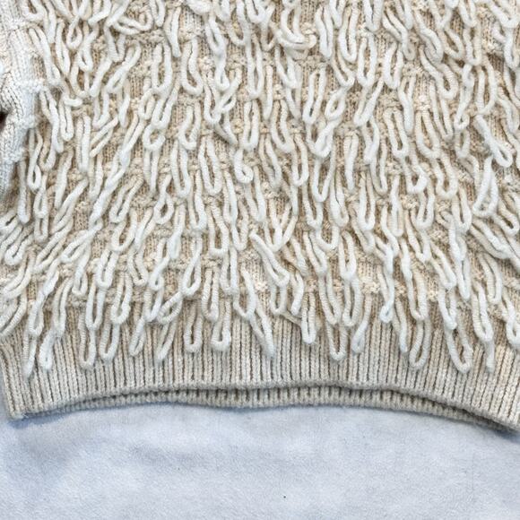 H&M DIVIDED Knit Loop Yarn Sweater Cropped Oversized Light Beige Women’s XS - Picture 4 of 10